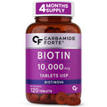 Carbamide Forte Biotin Tablets for Hair Growth | Biotin Supplement 10000 mcg | Hair Supplements for Women & Men | 120 Hair Growth Tablets - 4 Months Supply