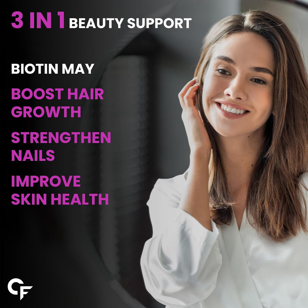 Carbamide Forte Biotin Tablets for Hair Growth | Biotin Supplement 10000 mcg | Hair Supplements for Women & Men | 120 Hair Growth Tablets - 4 Months Supply